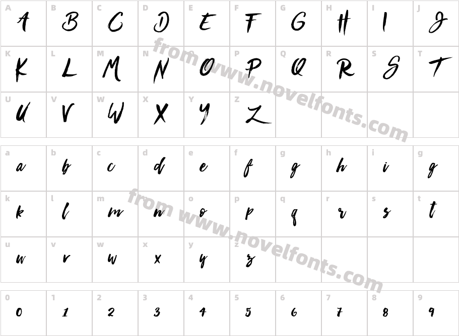Boutique Script RegularCharacter Map