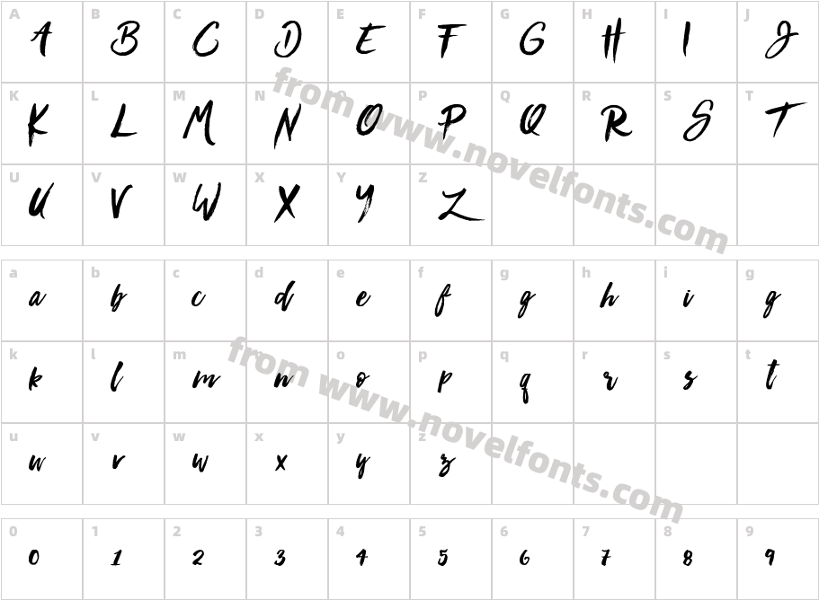 Boutique Script RegularCharacter Map
