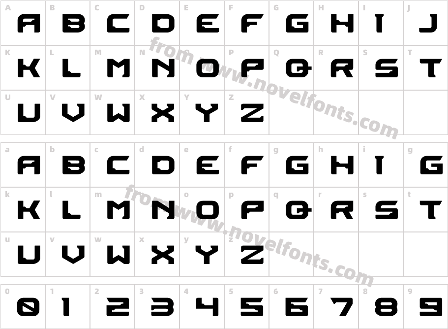Boxero RegularCharacter Map