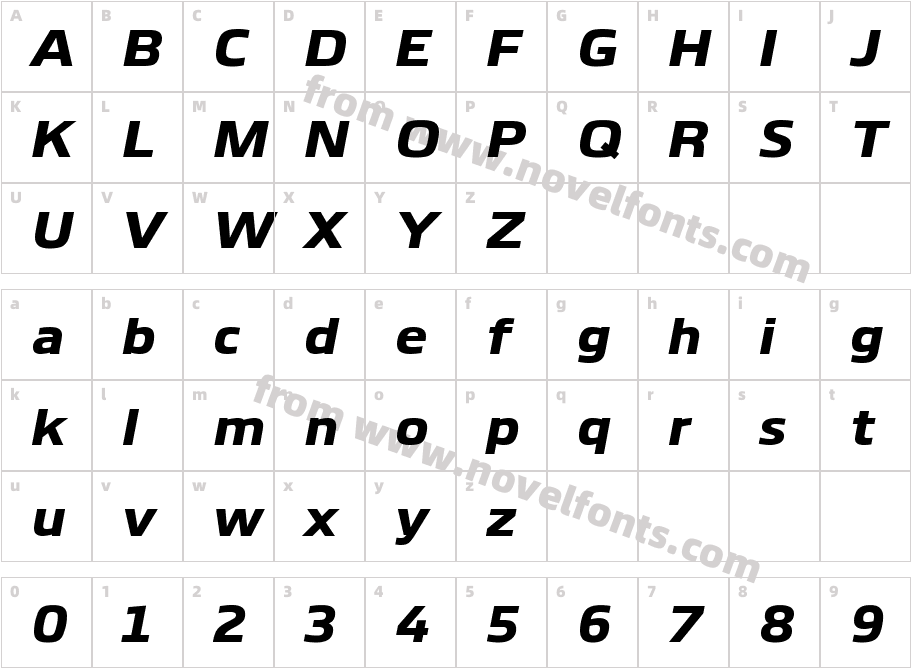 Boxley Extra Bold ItalicCharacter Map