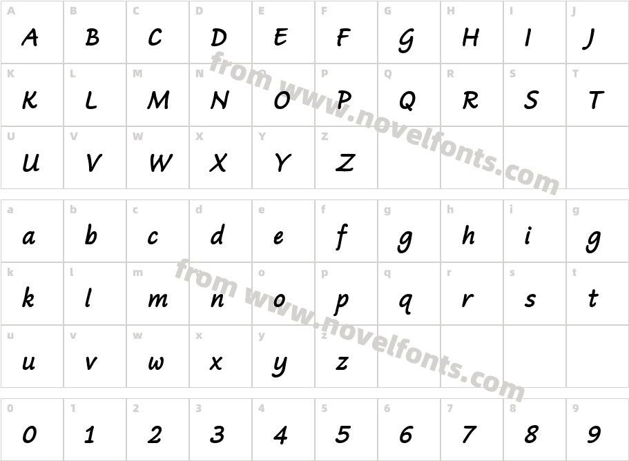 Bradley Texting W04 Bold ItalicCharacter Map