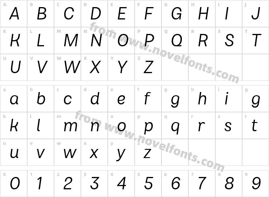 Brahmana Medium ItalicCharacter Map
