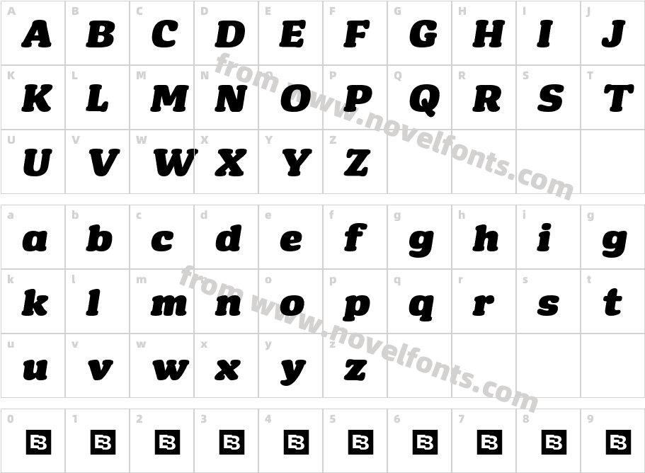 Brandier Trial Black ItalicCharacter Map