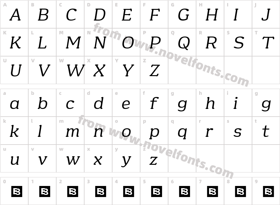 Brandier Trial ItalicCharacter Map