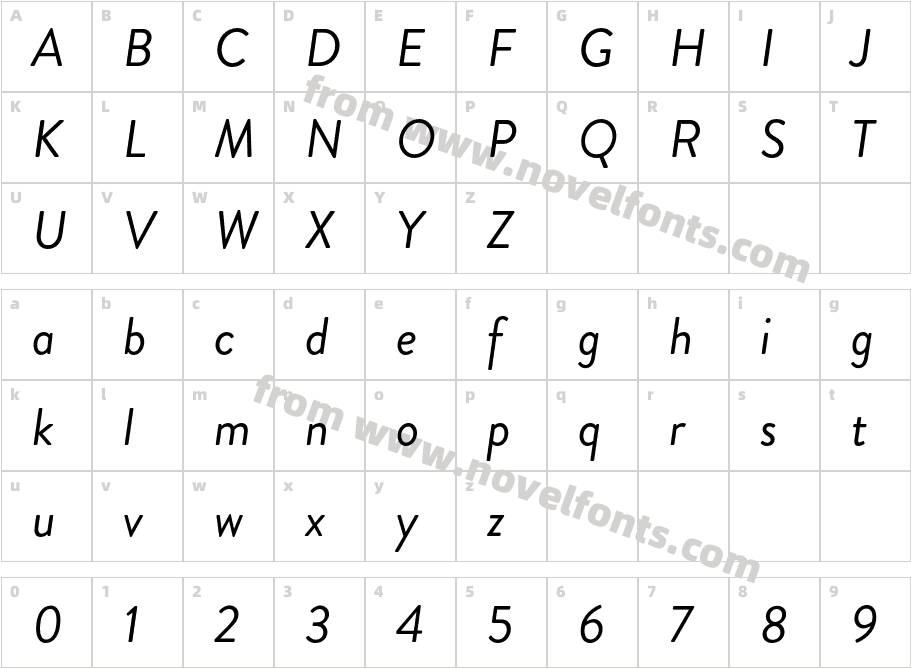 Brandon Grotesque Regular ItalicCharacter Map