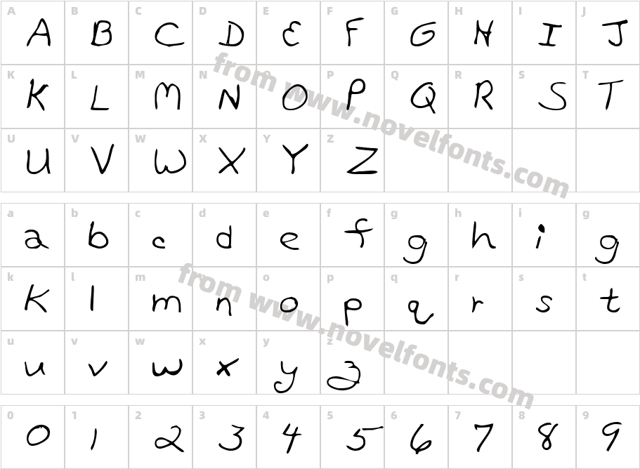 LeesHand RegularCharacter Map