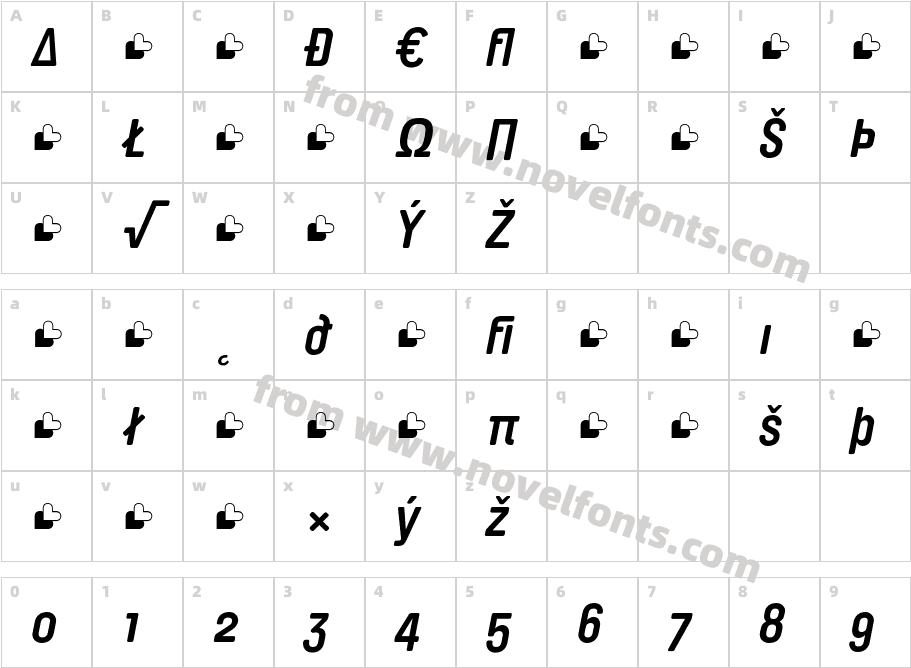 Brauer Neue Bold Italic ExpertCharacter Map