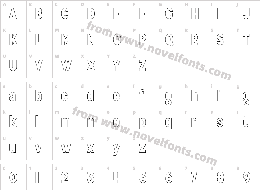 Brave Outline RegularCharacter Map