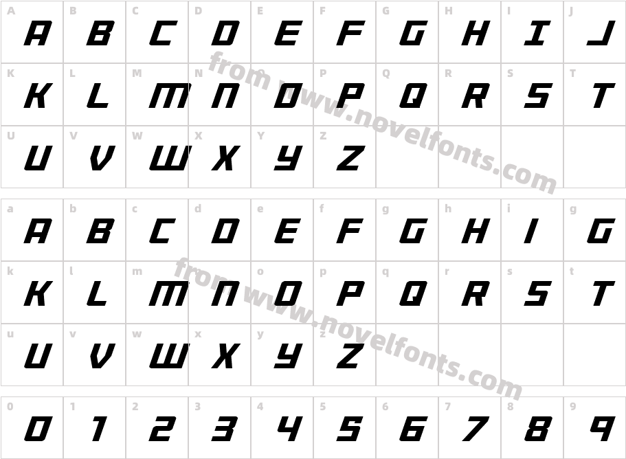 Brave Phoenix Ultra ItalicCharacter Map