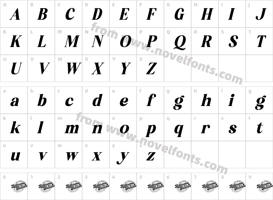 Bredga DEMO VERSION ItalicCharacter Map