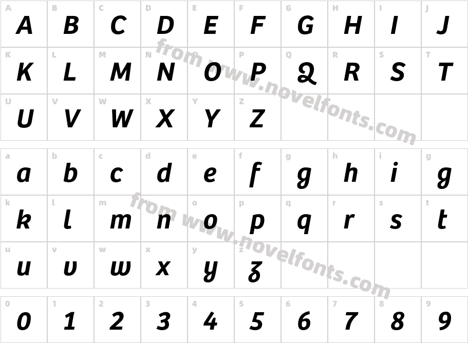 Bree Semibold ObliqueCharacter Map