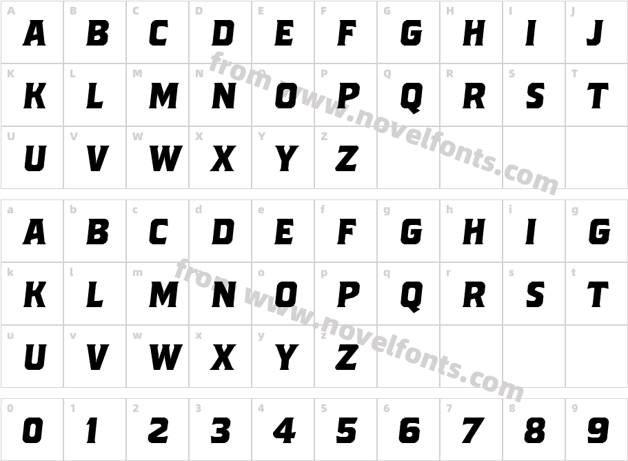 Brickton Regular SlantedCharacter Map