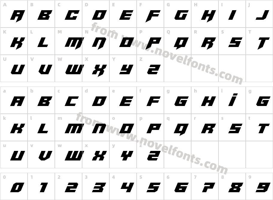 Bridge OF Ficer CondensedCharacter Map