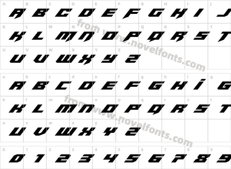 Bridge OF Ficer Super ItalicCharacter Map