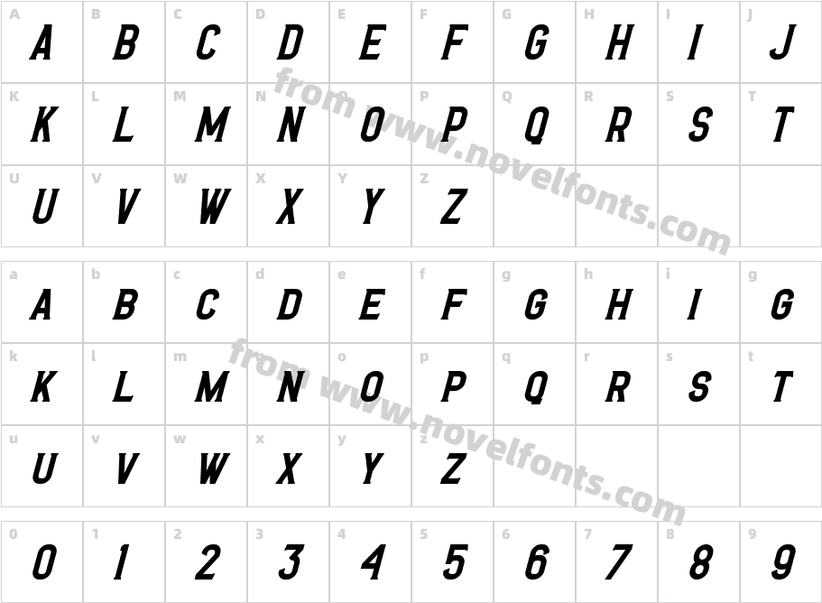 Bridgesone Bold ItalicCharacter Map