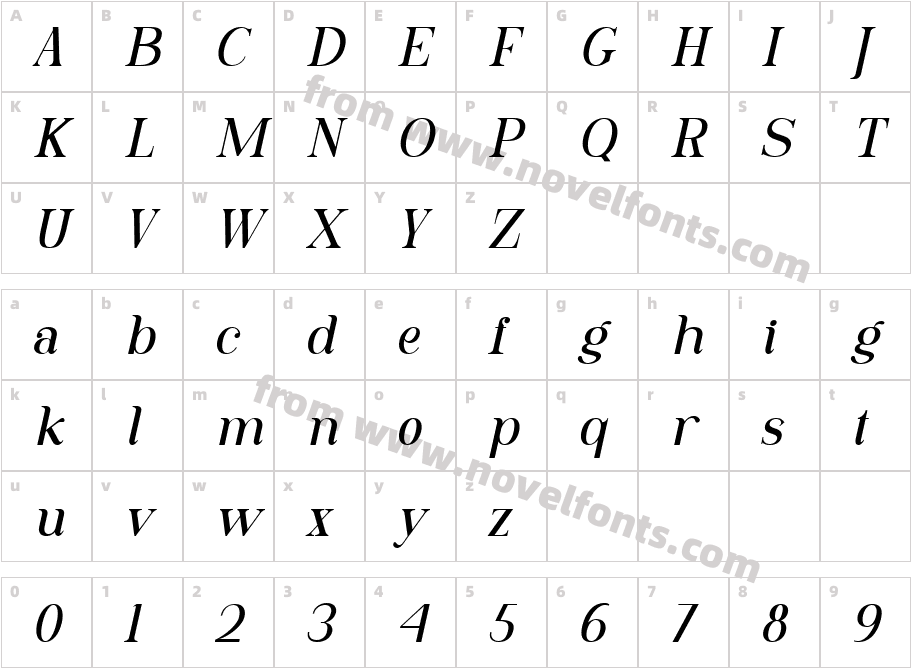 Brielle ItalicCharacter Map