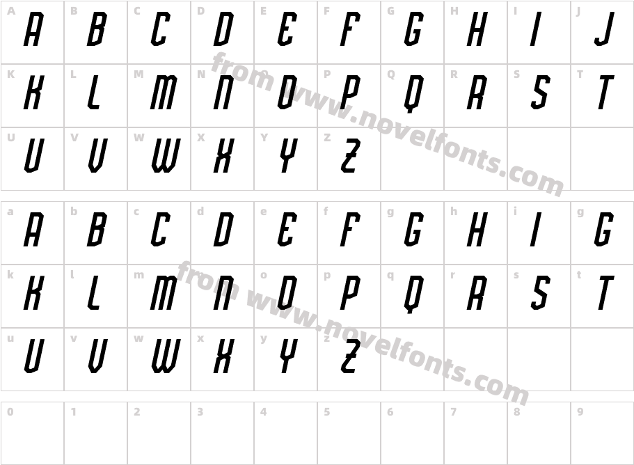 Brightland Demo Italic SolidCharacter Map