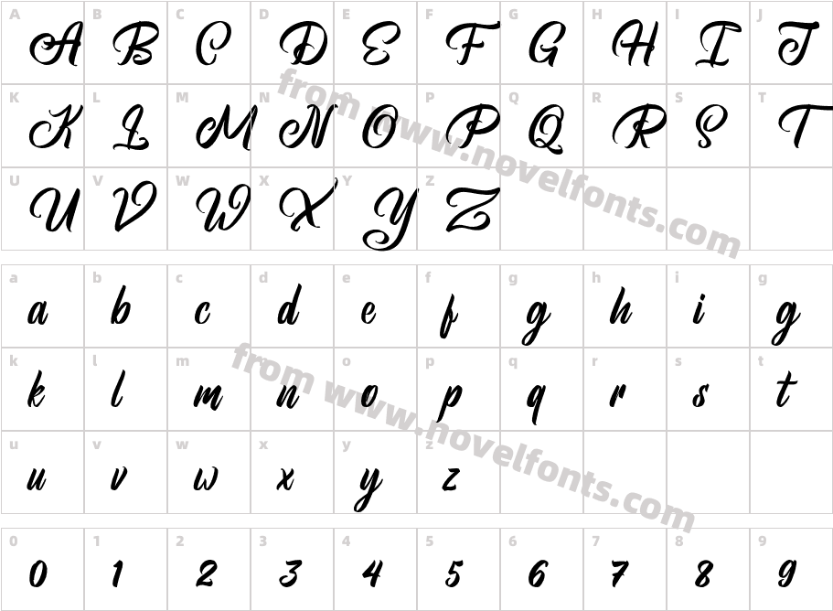 Brightsome Personal Use ScriptCharacter Map
