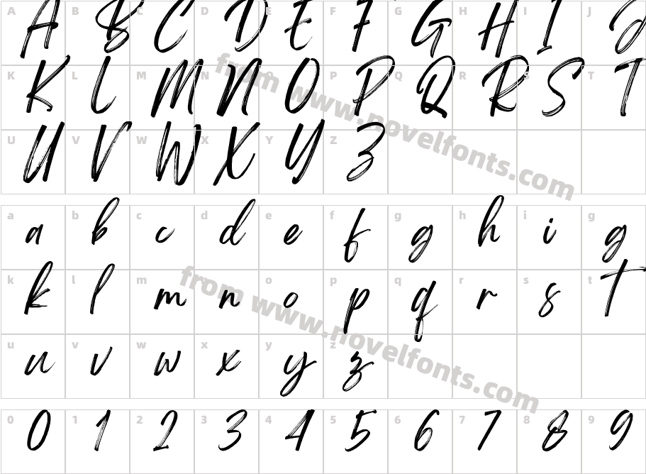 Brightwall ItalicCharacter Map