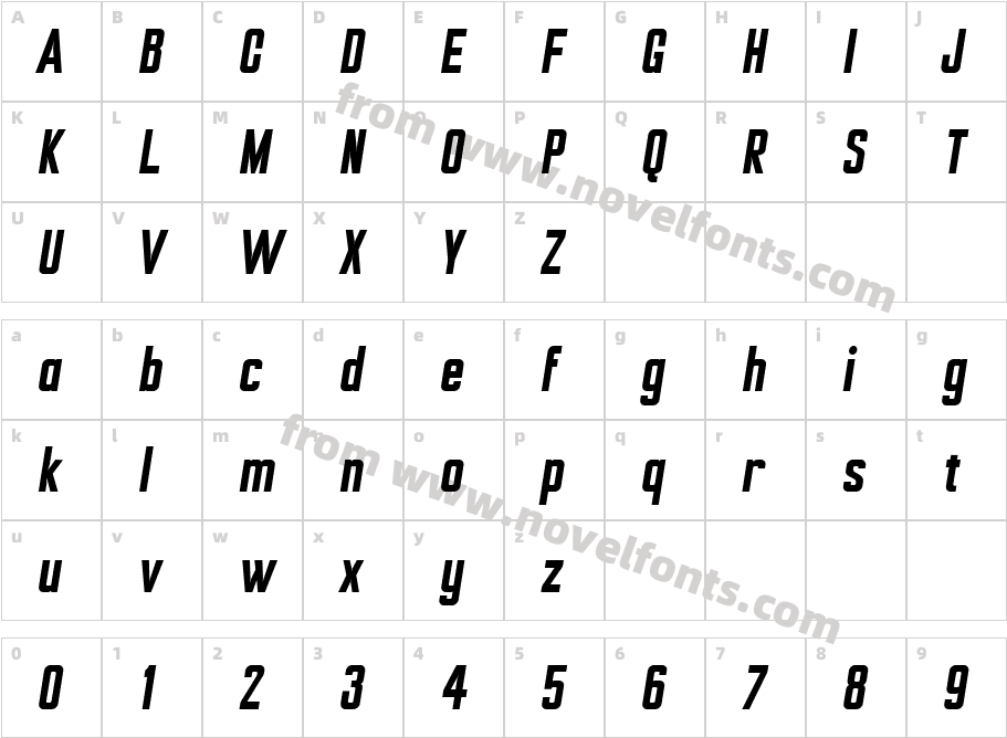 Ampero Bold ItalicCharacter Map