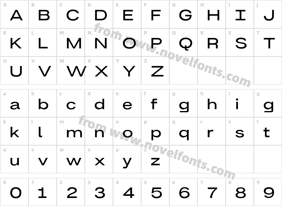 Britanica Extra Bold Semi ExpandedCharacter Map