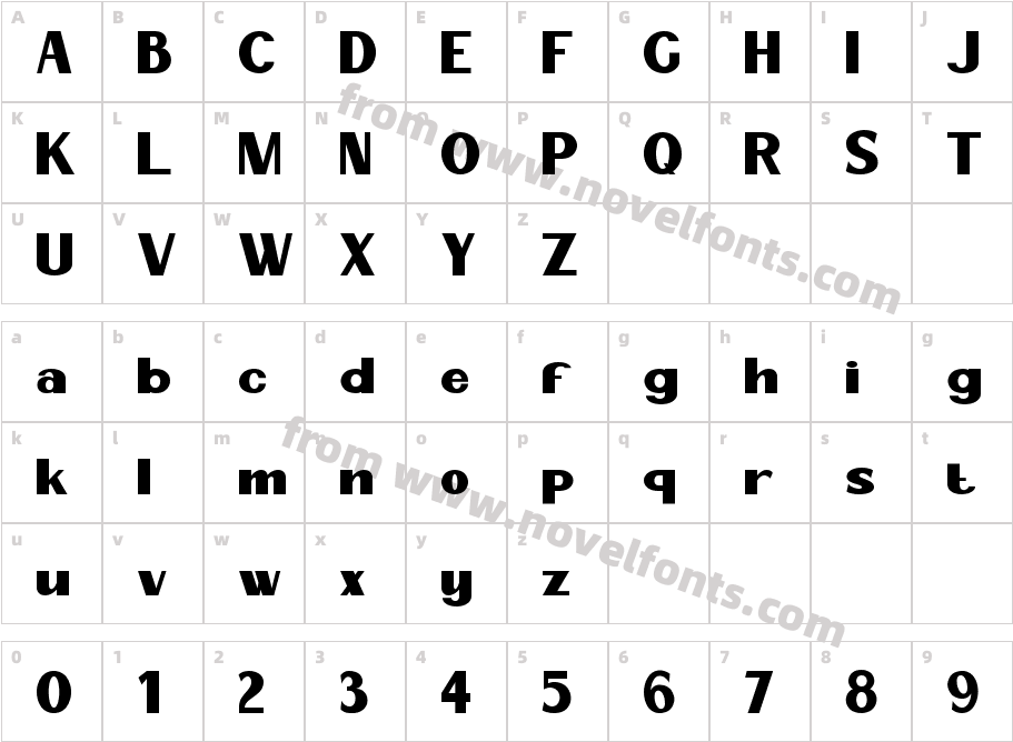 Broclen BoldCharacter Map