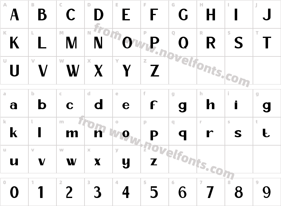 Broclen MediumCharacter Map
