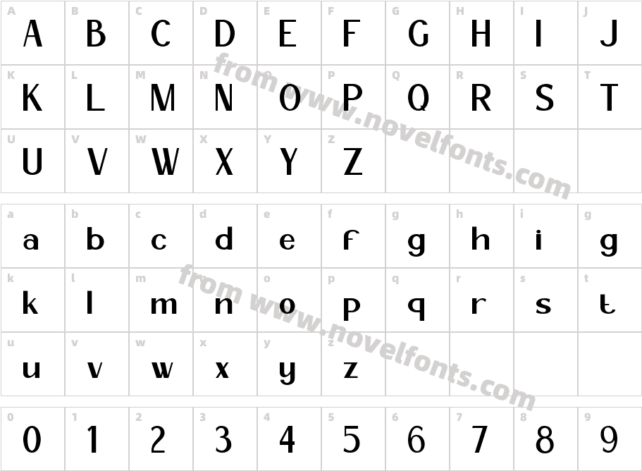 Broclen RegularCharacter Map
