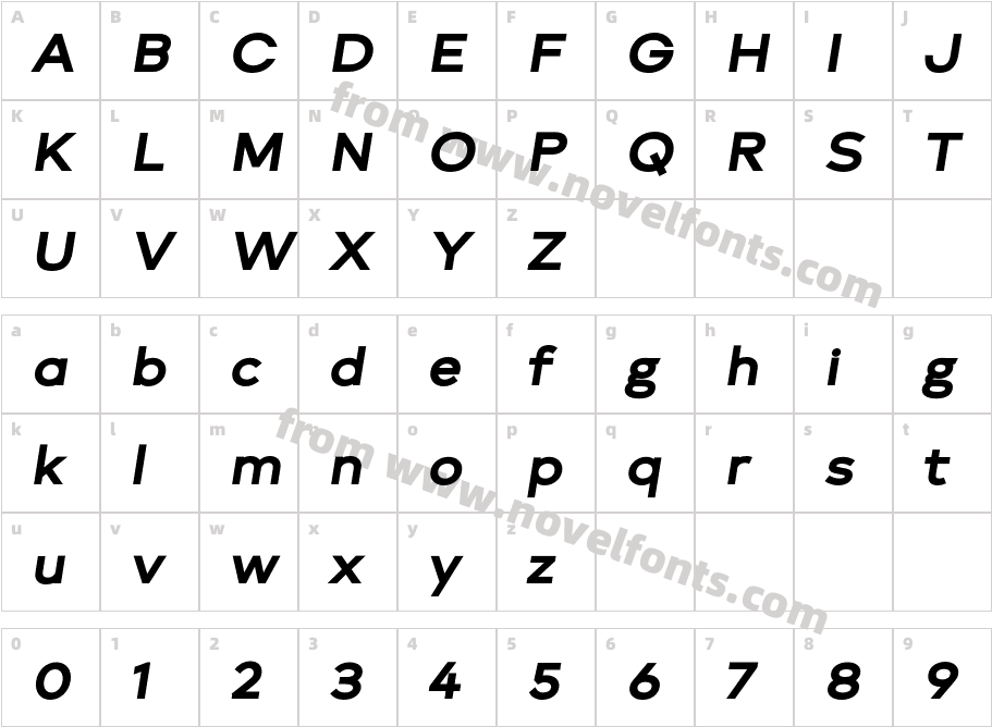 Brooklyn Heavy ItalicCharacter Map