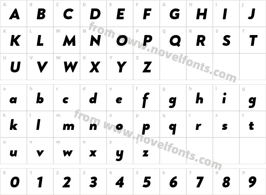 Brooklyn Heritage Sans Black ItalicCharacter Map