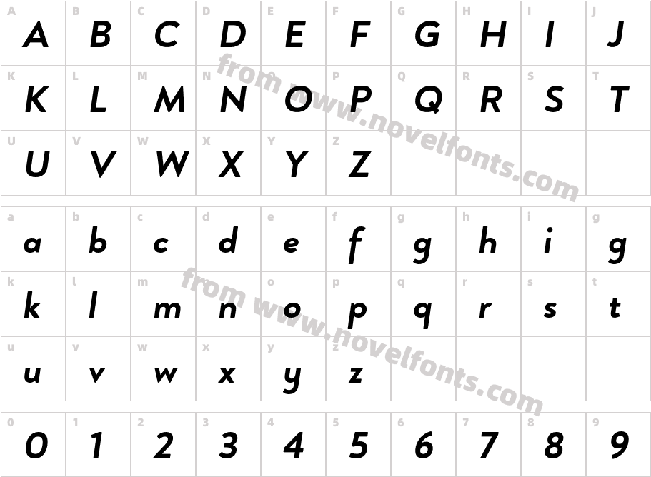 Brooklyn Heritage Sans Bold ItalicCharacter Map