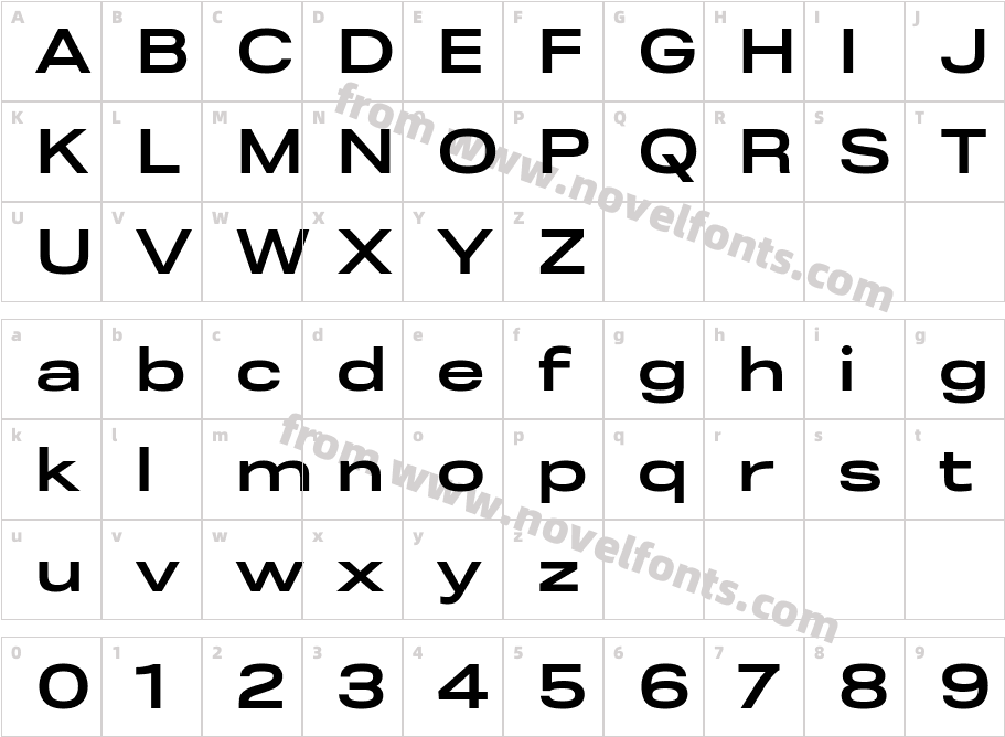 Brossa Extra Wide BoldCharacter Map