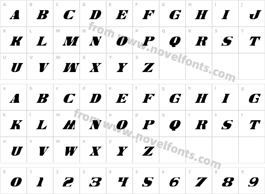 Legal Tender Condensed ItalicCharacter Map