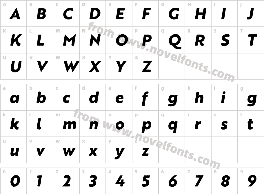Brother1816 Printed Extra Bold ItalicCharacter Map