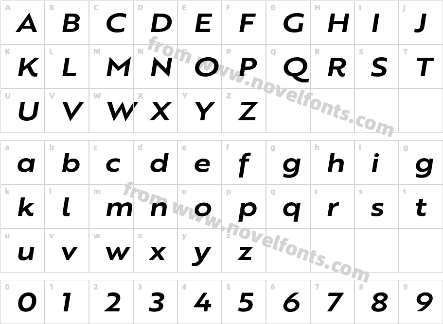 BrotherXL Bold ItalicCharacter Map