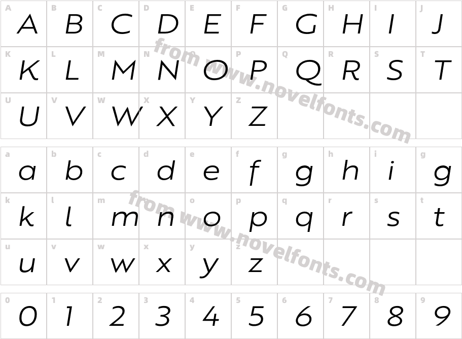 BrotherXL Book ItalicCharacter Map