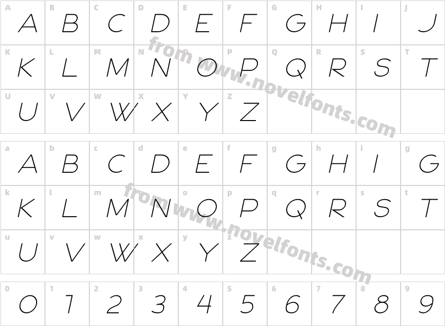Brown Austin Sans ItalicCharacter Map