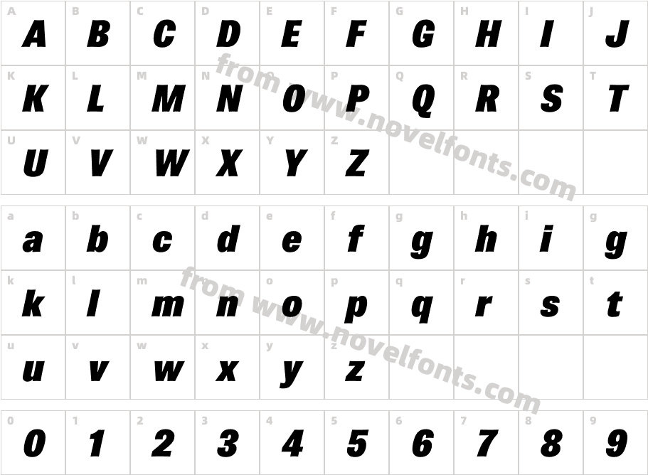 Brown Pro Extra Black ItalicCharacter Map