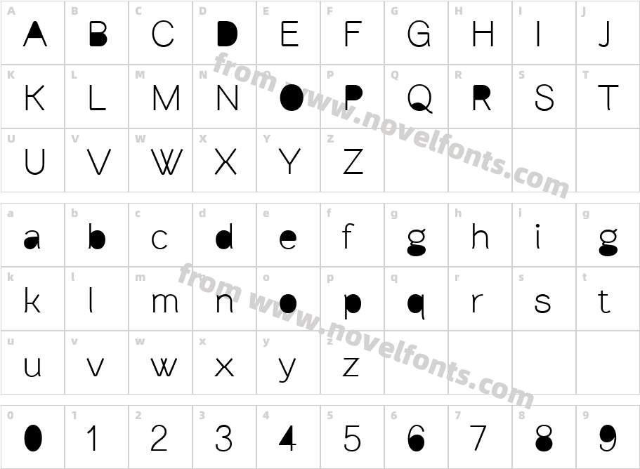 Brownstone Sans HoleCharacter Map