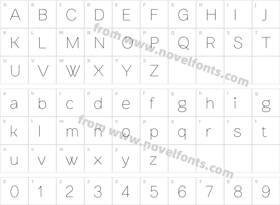 Brownstone Sans ThinCharacter Map