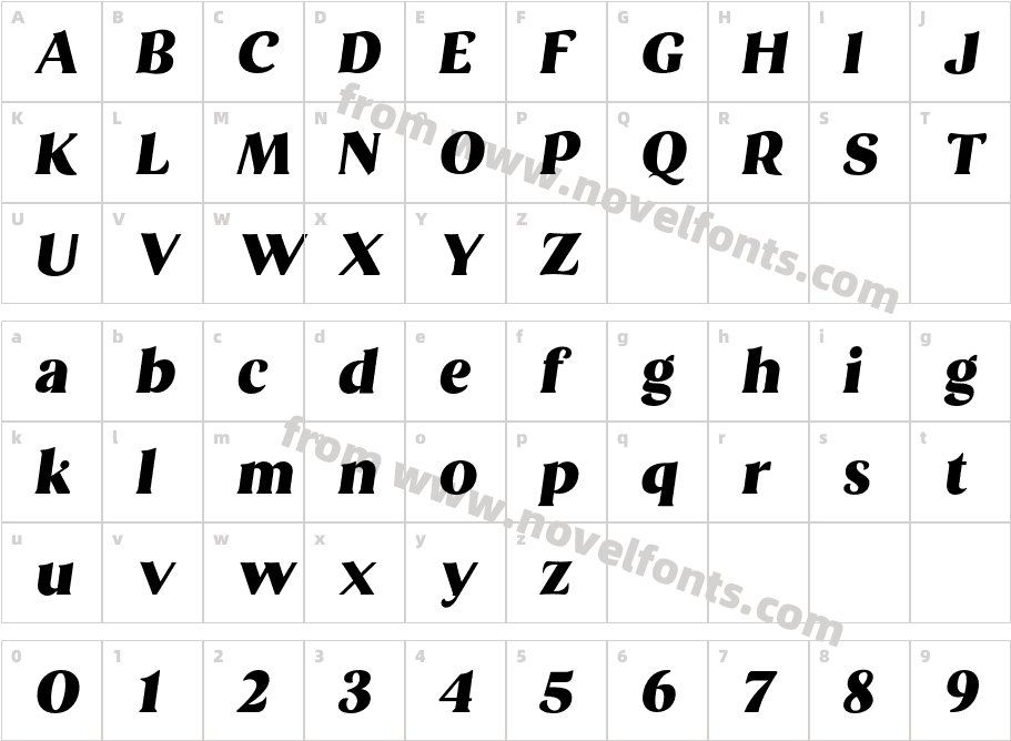 Brume ItalicCharacter Map