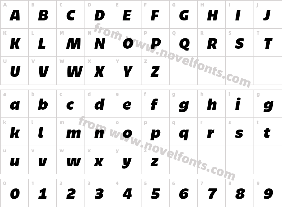 Bruna Black ItalicCharacter Map