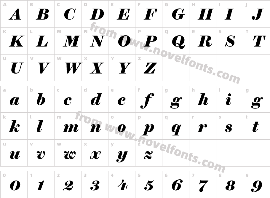 Brunel Text Bold ItalicCharacter Map
