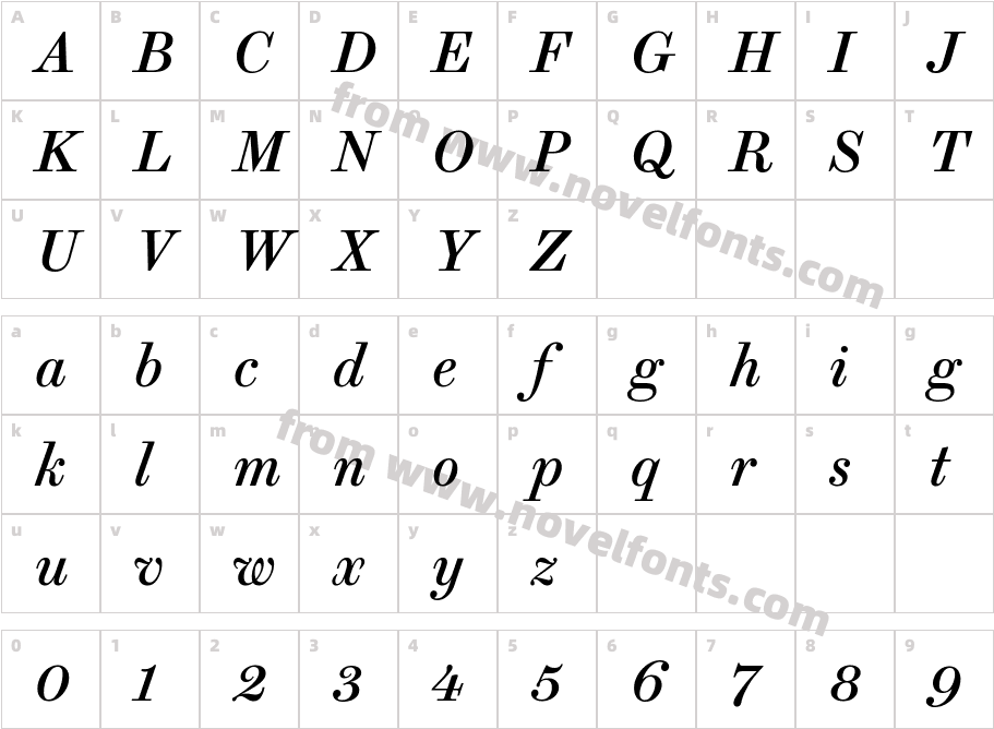 Brunel Text Italic No2Character Map
