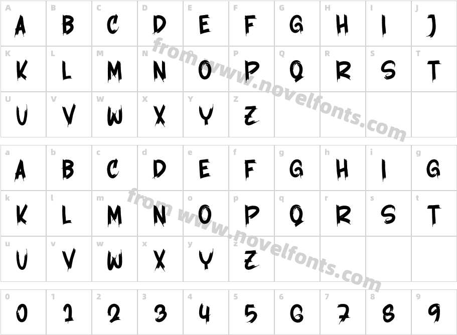 Brush Point RegularCharacter Map
