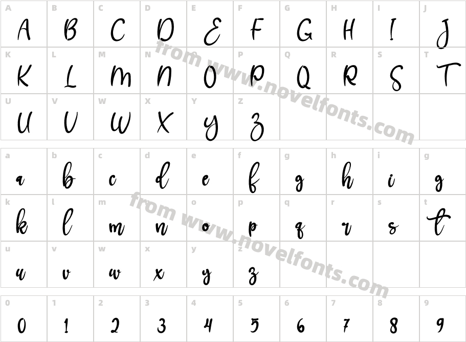 Brush Touch RegularCharacter Map