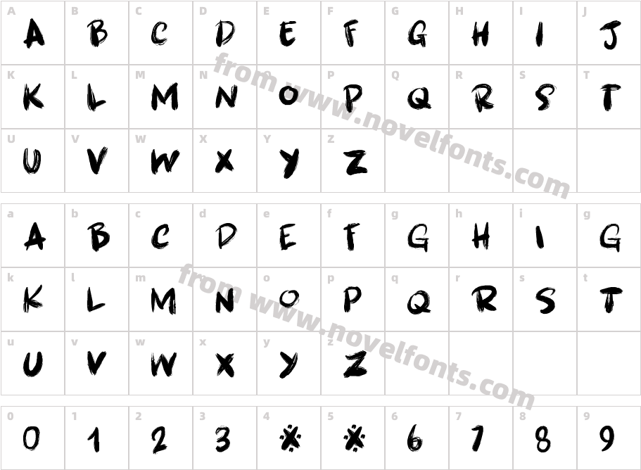 Brushcrazy DEMO RegularCharacter Map
