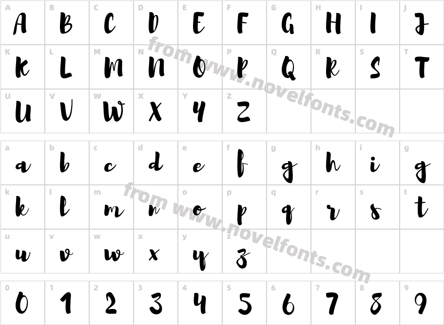 Brusher RegularCharacter Map