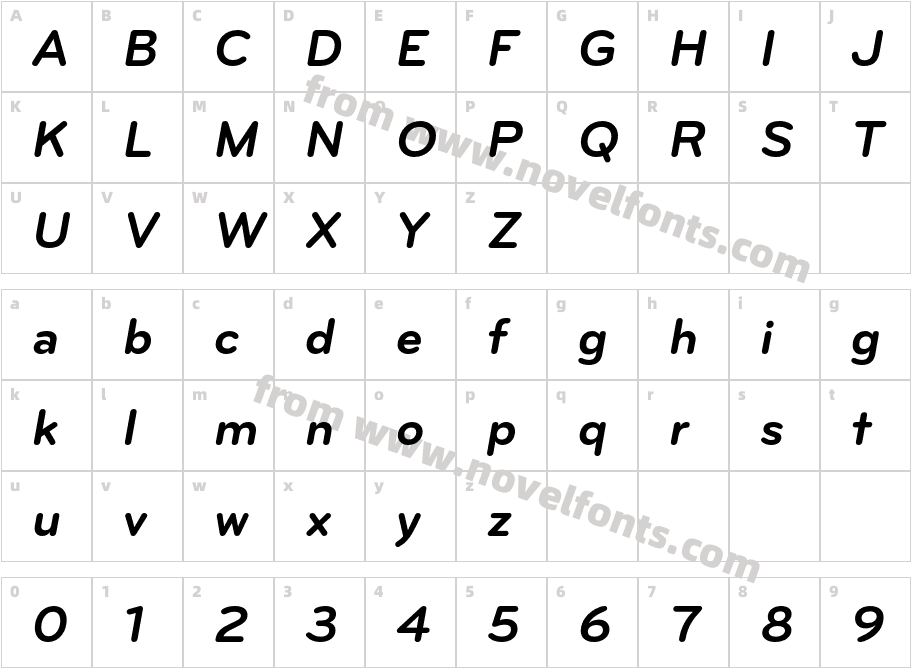 Bryant Bold ItalicCharacter Map