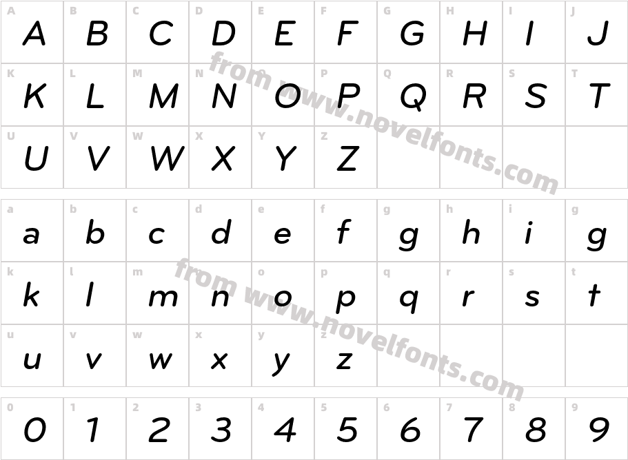 Bryant Medium ItalicCharacter Map